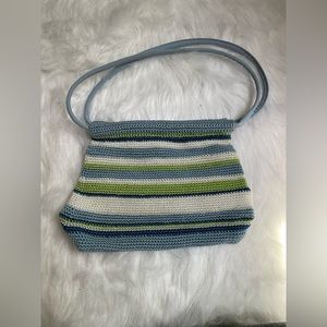 Blue Green & White Striped Purse